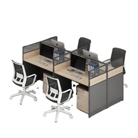 Postazione di Lavoro per Ufficio di Alta Qualità, Convertibile, in MDF E1, Moderna, per 4 Persone, con Telaio in Alluminio, a Forma di L, Tavolo per Computer, Cubicoli per Call Center