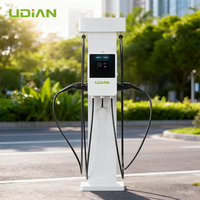 Borne de recharge murale AC rapide pour VE, 7kW*2, Type 2, double connecteur, RFID, Plug & Play, avec socle en tôle et gestion de câbles intégrée