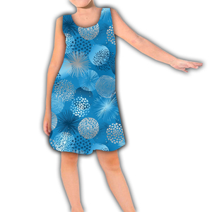 Robe sans manches en soie de lait pour filles, imprimée, OEM ODM, personnalisée, avec volants, robe débardeur pour enfants, imprimé intégral, robe décontractée pour enfants, vente en gros - Product Image 4