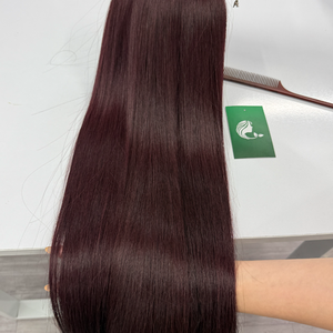 Extensiones de Cabello Humano Vietnamita Liso y Sedoso - Cutícula Completa, Cabello Virgen Suave, Rojo Borgoña - Product Image 5