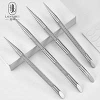 Longhui Nouveau Repousse-cuticules professionnel en acier inoxydable à double tête, forme fer à cheval biseauté, pour manucure et beauté des ongles