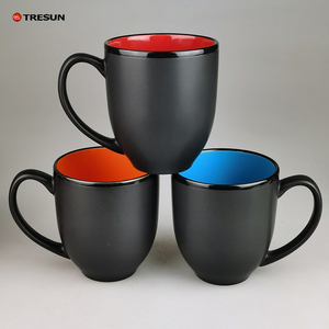 16oz Oversize Matte Black Color Inside Belly Barrel Shaped Mugs Custom Logo Decal <b>Printed</b> Ceramic <b>Coffee</b> Cup - Product Image 1