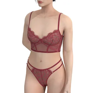 Women's Custom Bra And Panty Set Hot Sexy Lingerie For Lady Embroidery Bra And Panties Sets