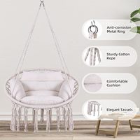Fauteuil suspendu en macramé avec coussin et kit de fixation, crochet de plafond, franges tressées