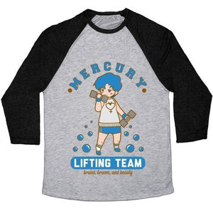 เสื้อยืดเบสบอล Mercury Lifting Team Parody สีขาว แบบยูนิเซ็กส์ ผ้าทริบลน์ - Product Image 4