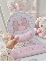 Tapis de souris en gel rose personnalisé avec repose-poignet souple pour filles, idéal pour le gaming, l'ordinateur, le bureau à domicile, et tapis de clavier en caoutchouc silicone