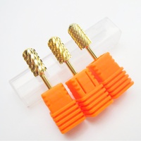 Fraise à ongles en carbure plaqué or pour le retrait du vernis gel, tige de 3/32 po, forme cylindrique, pointe arrondie de sécurité, fraises à ongles en carbure