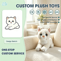 Boneka Kucing Putih Kualitas Tinggi, Mainan Hewan Plush Lembut untuk Dekorasi, OEM ODM, Hadiah Plushie Anak Kucing yang Dapat Dipersonalisasi