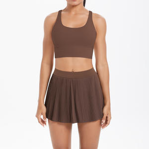 XW-7113+7111 Sportbekleidung Damen Tennis Cross-Back Sport-BH Bequeme Damenröcke mit Tasche 2-teiliges Set für Damen - Product Image 3