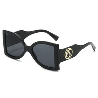 2025 mode Vintage surdimensionné papillon lunettes de soleil femmes hommes élégant extérieur grand cadre lunettes dégradé cercle large jambe nuances