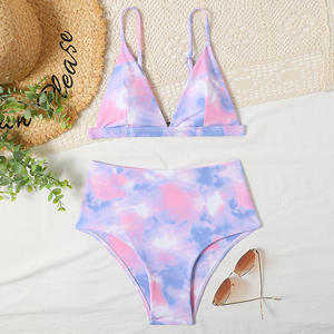 女性纯色比基尼上衣班底加厚比基尼女性俯卧撑泳衣女性印花泳衣 - Product Image 6