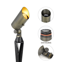 Projecteur LED paysager en laiton massif 12V, IP65, éclairage extérieur pour jardin, avec piquet de fixation au sol pour l'éclairage des arbres