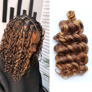 Trenzas de Cabello Sintético Rizado <span class=keywords><strong>Corto</strong></span> Pre-Enlazadas Estilo Italiano para Mujer, Ondas Boho de Playa, Ondas Profundas, Cabello de Ganchillo Italiano - Product Image 1