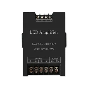 DC 12v至24V 12A发光二极管条形灯3通道RGB信号放大器中继器，适用于10m 4引脚5050 3528发光二极管串灯