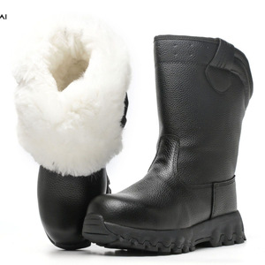 Botas de nieve con forro de lana, tacón medio, suela de goma, cálidas para el invierno y clima frío. - Product Image 1