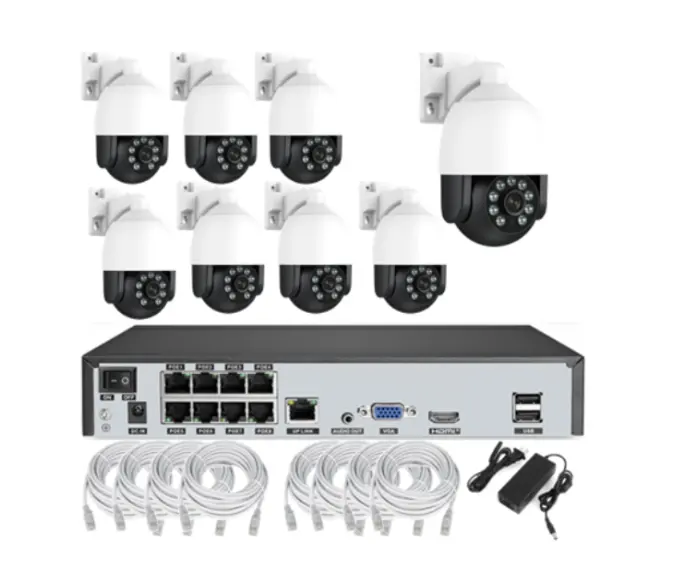 Aplikasi. IP PRO atau EseeCloud Full Color 8CH 8MP 4K POE NVR KIT IP POE Sistem Pengawasan Audio 2 Arah PTZ Dome Kamera Jaringan CCTV