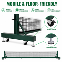 Système de poteaux de filet de tennis portables en alliage d'aluminium 4,0 mm, revêtement poudré avec contrepoids pour terrains de tennis et terrains de sport
