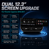 Autoradio Android 13 à double écran, navigation GPS, lecteur multimédia pour Porsche Cayenne 2016-2017, 12,3 pouces, divertissement du copilote