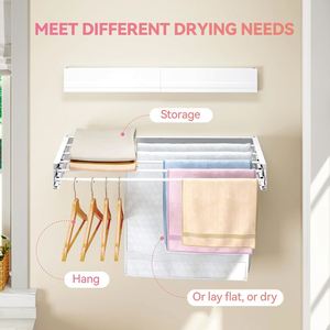 High Quality Heavy Duty Metal Wall Mounted Folding Towel Drying <b>Rack</b> <b>Clothes</b> Dryer <b>Racks</b> Retractable <b>Clothes</b> Hanger <b>Rack</b> Balcony - Product Image 3