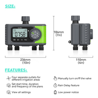 Pengontrol Irigasi RAINPOINT 4 Zona 4 Stasiun Timer Sprinkler Dasar Timer Selang untuk Area Luas