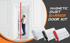 ZipDoor Kit de barrière anti-poussière étanche de qualité alimentaire porte magnétique à glissière rouge noir avec plastique PVC PE Modling pour les peintres utilisation de fruits - Product Image 2