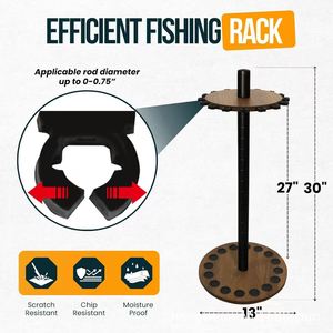 Support de rangement rotatif pour cannes à pêche en bois, capacité de 16 cannes, pour usage domestique et commercial - Product Image 3