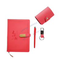 Ensemble de planificateur promotionnel en spirale avec porte-cartes de visite, stylo et porte-clés, carnet en PU