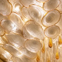 Lustre en verre personnalisé en forme de feuille de lotus-goutte d'eau pour hall d'hôtel, bureau de vente, salle d'exposition, éclairage suspendu