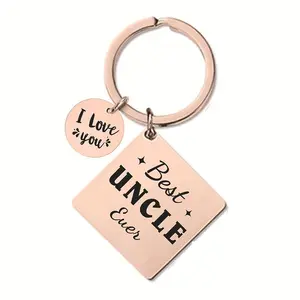 Ganggu Factory Direct Sales Multiple Colors Square Stainless Steel Keychain Laser Printing Letter Key Chain Gift