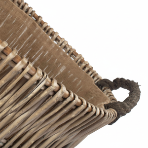 Grand panier rond en rotin gris et osier pour bûches, vaisselle de rangement pour la cuisine-Chaussures alimentaires Doublure en toile de jute - Product Image 1