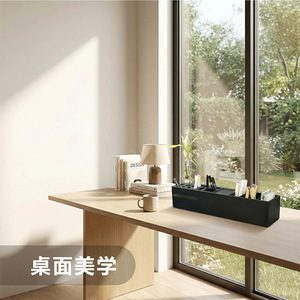 Bamboo <b>Desktop</b> Storage Box Rectangle Multifunction Office <b>Organizer</b> Black Natural Wood Style Desk Neatening - Product Image 2