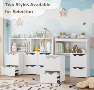 Estantería con Gabinete de Almacenamiento para Juguetes para Sala de Juegos, Librería con 1 Estante de Exhibición, Cubo Abierto, <span class=keywords><strong>2</strong></span> Gabinetes Móviles, <span class=keywords><strong>2</strong></span> Cajones - Product Image 5