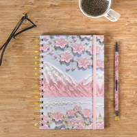 Nouveau carnet A5 2025 personnalisé, série fleurs peintes à l'huile, couverture en cuir, reliure spirale détachable, fournitures de bureau et scolaires