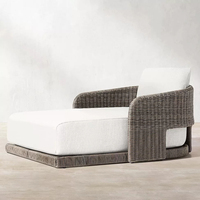 Chaise longue en rotin d'extérieur pour jardin, villa, hôtel, balcon, piscine, bord de mer, patio – Imperméable, résistante au soleil, pour la détente et les loisirs