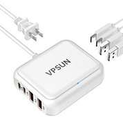 Chargeur de bureau PD 20W 8 ports Type-C QC3.0 Super Rapide avec câble blanc, prise UE, boîtier d'entrée CA pour téléphones Android et montres