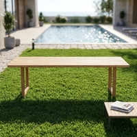 Table à manger rectangulaire d'extérieur moderne de haute qualité NAVARO, résistante aux intempéries, ensemble de salle à manger en teck massif pour jardin et hôtel