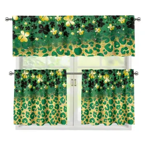 St Patrick günü avrupa tarzı perdeler ve Valance Set 3-Piece Set güneş koruma yeşil perdeler festivali dekorasyon