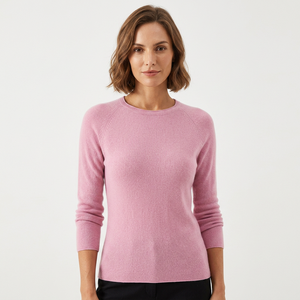 Pull-over en cachemire 100% léger à col rond et manches longues, confortable, pour femmes, vente en gros - Product Image 1