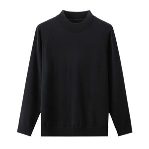 Custom OEM ODM Solid Knitted Half Collar <b>Pullovers</b> Washable Wool Cotton <b>Men</b> Sweater With Long Sleeves Knit - Product Image 4