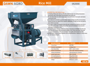 Macchina per la Lavorazione del Riso DAWN AGRO 6N2000 con Motore Diesel a Risparmio Energetico, Grande Capacità 1000 Kg, Attrezzatura per la Macinazione del Riso - Product Image 2