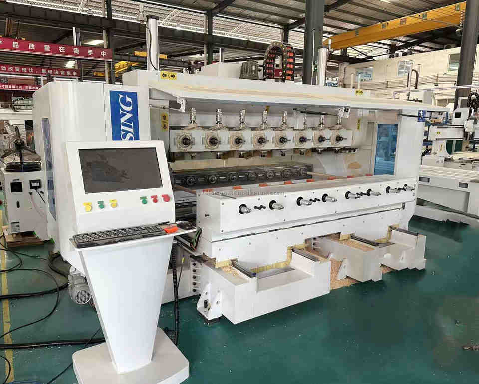 8 Spindles Vertical Wood Milling Machine 5 Axis Multi-Head Water Cooled ...