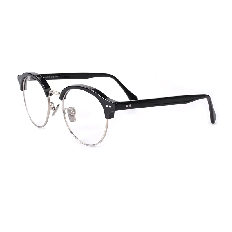 卸売眼鏡フレームメガネサマーブルースタンドハート型偏光チタンアセテートラウンド黒眼鏡女性用