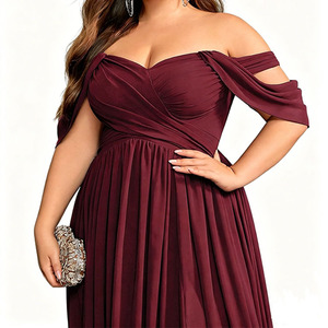 Robes de soirée maxi pour femmes, grandes tailles, printemps, été, automne, couleur vin <span class=keywords><strong>rouge</strong></span>, robes de <span class=keywords><strong>cocktail</strong></span> élégantes, robes de soirée évasées pour femmes - Product Image 2
