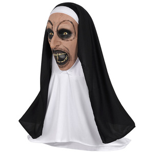 Masque en latex d'horreur, visage de nonne silencieuse, costume d'Halloween, coiffe effrayante, fête costumée, personnalisable - Product Image 3