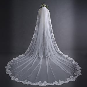 Nouveau design de haute qualité 3m <span class=keywords><strong>voile</strong></span> mariage <span class=keywords><strong>voile</strong></span> de mariée dentelle <span class=keywords><strong>voile</strong></span> de mariage traînant - Product Image 1