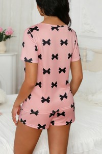 Conjuntos de <span class=keywords><strong>Pijamas</strong></span> Cortos de Cuello Redondo para Mujer al por Mayor, Estilo Casual y Lindo para Usar en <span class=keywords><strong>Verano</strong></span> - Product Image 2