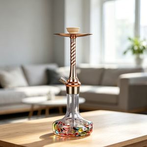 Cachimba clásica de vidrio tipo recto con mango de madera y base de cristal para fumar shisha - Product Image 5