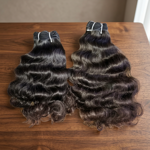 South Indian Temple Human Hair Bundles Remy Natural Body Wave Black Loose Deep Wave Machine <b>Double</b> Weft Virgin Unprocessed Hair - Product Image 2
