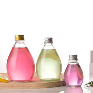 Venta Caliente Botellas de Vidrio Transparente Esmerilado Ecológicas y Reciclables en Forma de Gota de Agua de 100 ml, 280 ml, 350 ml, 500 ml con Tapa de Rosca para Jugo, Leche y Té - Product Image 2