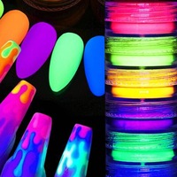 Ensemble de 6 pots de poudre fluorescente néon pour ongles, poudre de paillettes brillante pour ongles, poudre ultra fine, décorations pour manucure